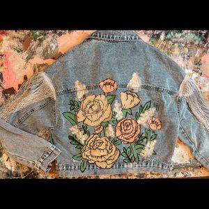 Floral Painted Denim Jacket